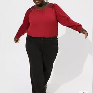 Torrid Burgundy Blouse with Sequin Detail